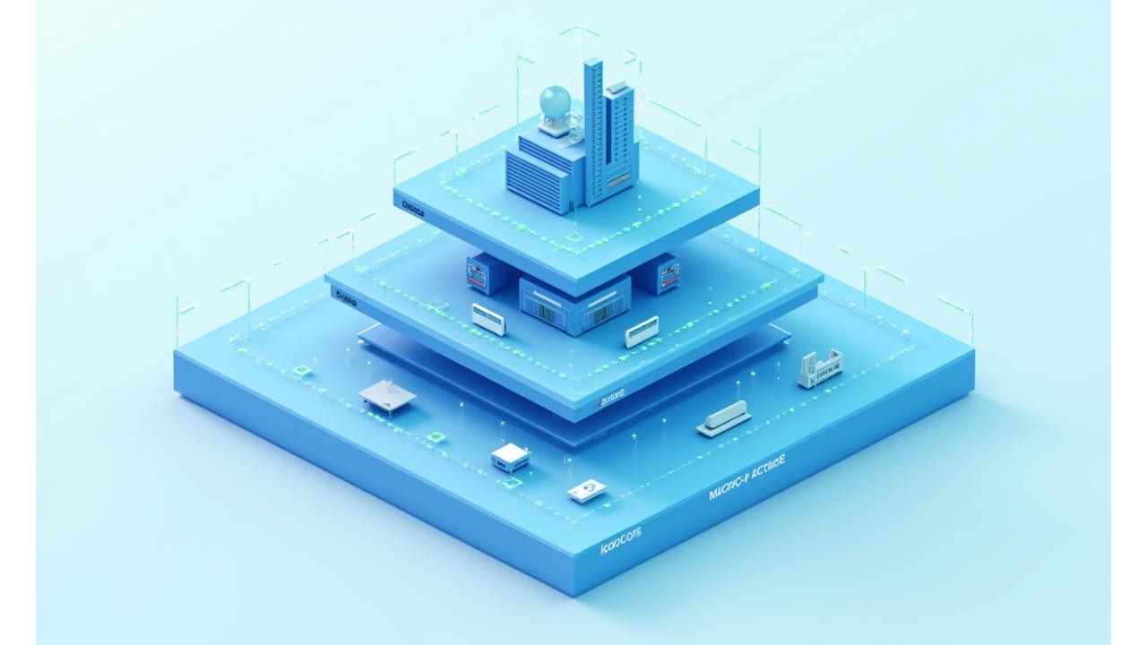 스마트 팩토리의 계층별 아키텍처 다이어그램으로, 최하단 IoT 센서부터 클라우드 플랫폼, MES/ERP, AI/ML 분석 엔진, 디지털 트윈까지 각 구성요소와 상호 연결성을 보여줍니다.